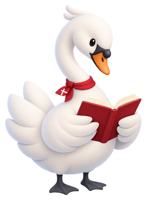 The Hejly swan enjoying a book